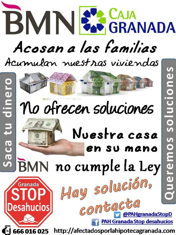 Cartel campaña BMN - Stop  Desahucios Granada