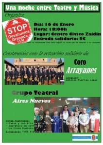 Cartel Teatro y Música. Stop desahucios Granada